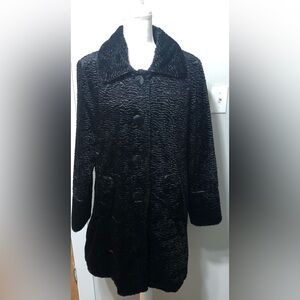 East 5th black vintage faux fur coat size L.